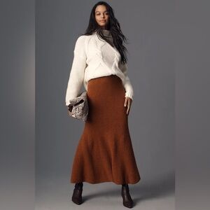 NWT! Anthropologie Maeve Bronze Fit & Flare Sweater Midi Skirt 🍬